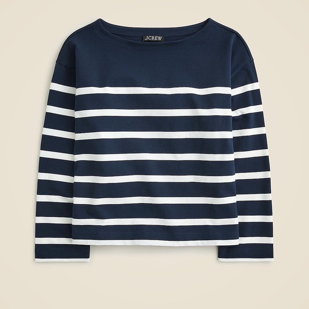 J Crew Mariner jersey relaxed boatneck T shirt in stripe